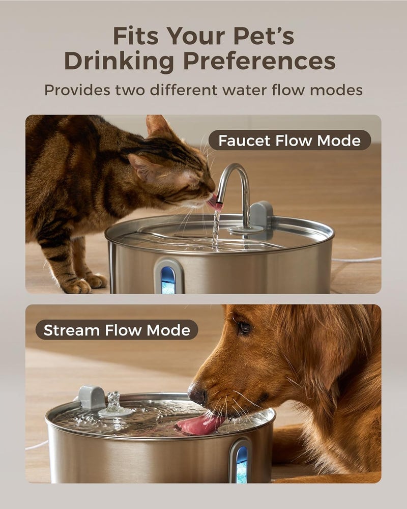 smartoo Dog Water Fountain for Large Dogs 7L/236oz Stainless Steel Dog Water Bowl Dispenser Automatic Cat Water Fountain with Deeper Drinking Area, Multi-Filtration Pet Fountain with Ultra-Quiet Pump - Image 5